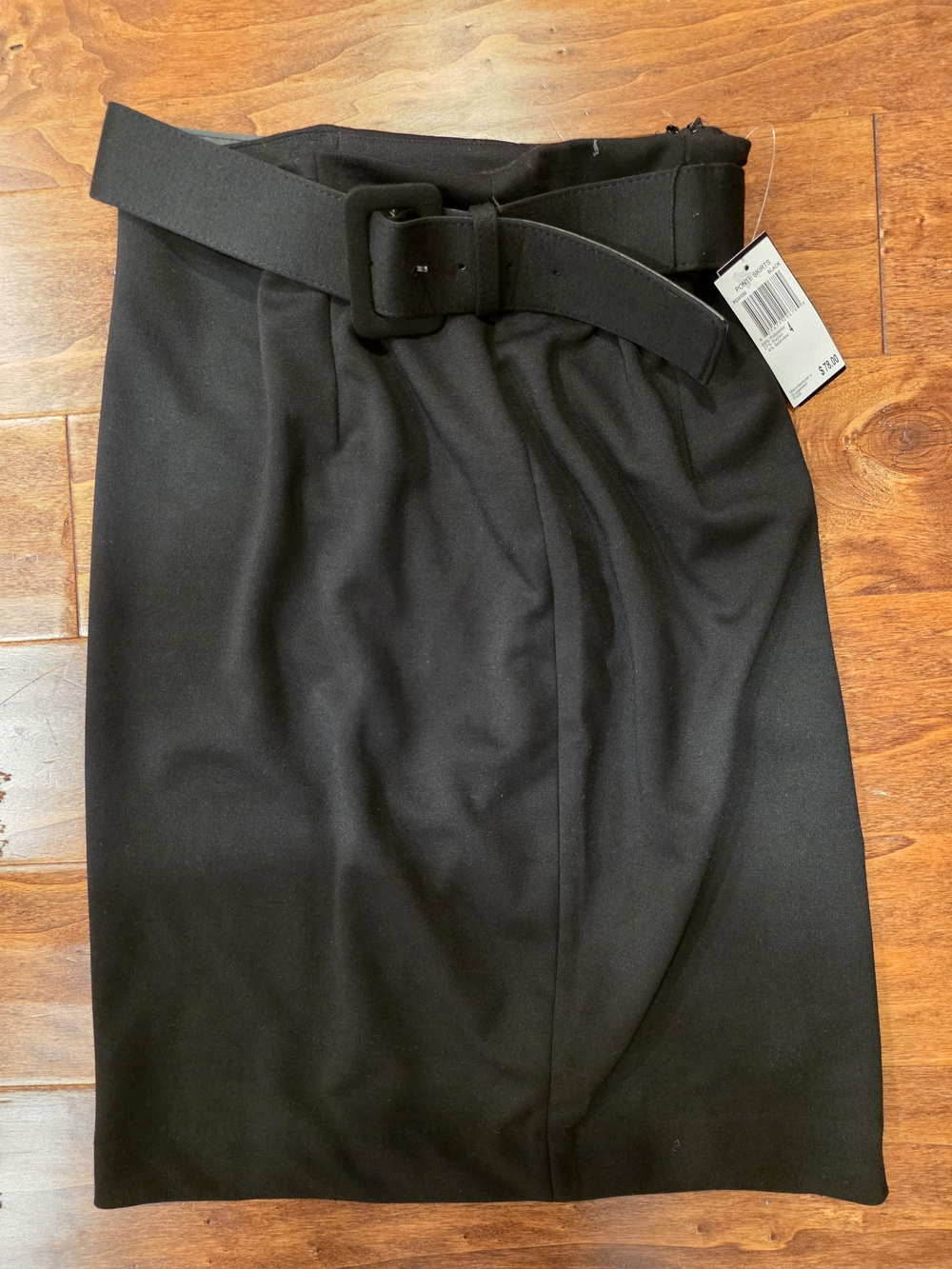 Womens High-Waist Black Belted Pencil Skirt Sz 4 NWT
